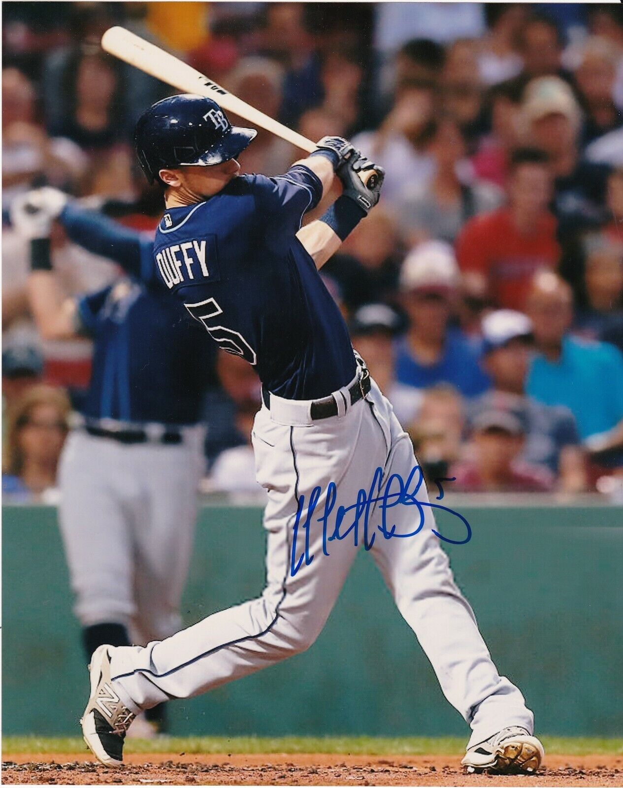 MATT DUFFY TAMPA BAY RAYS ACTION SIGNED 8x10