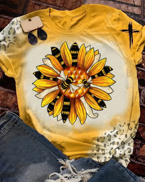 Bee Sunflower Bleached T-Shirt