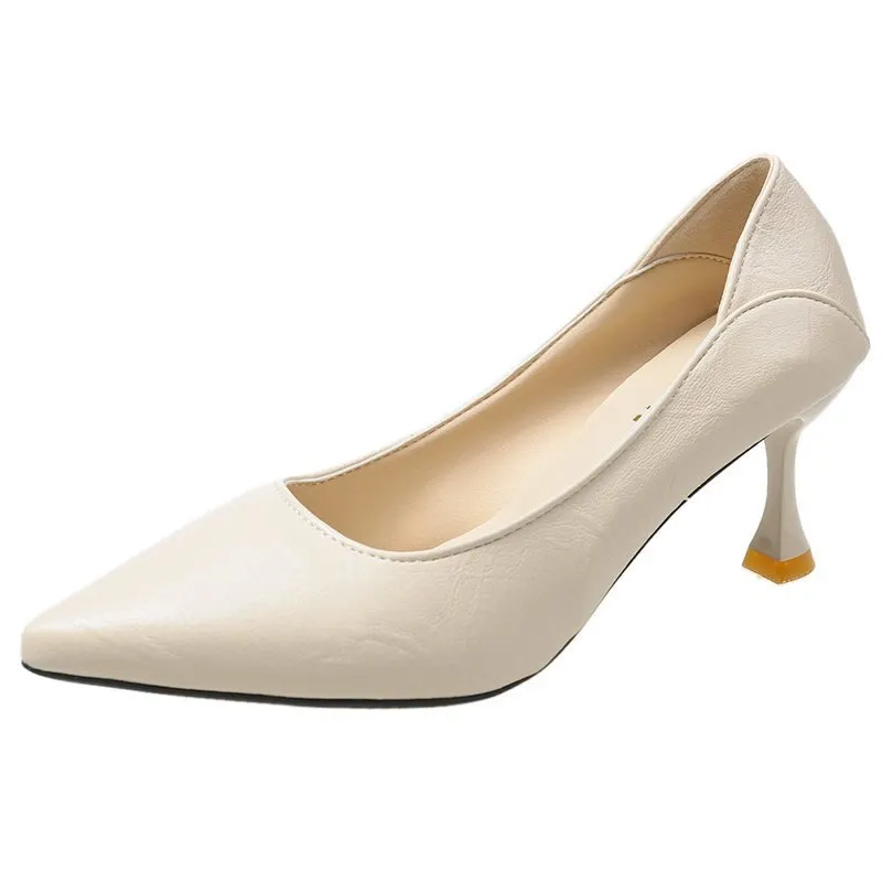 Breakj Breakj High Heels Fine Heel 2025 New French Commuting Work Career Black Single Shoes Soft Leather Women's Shoes Spring