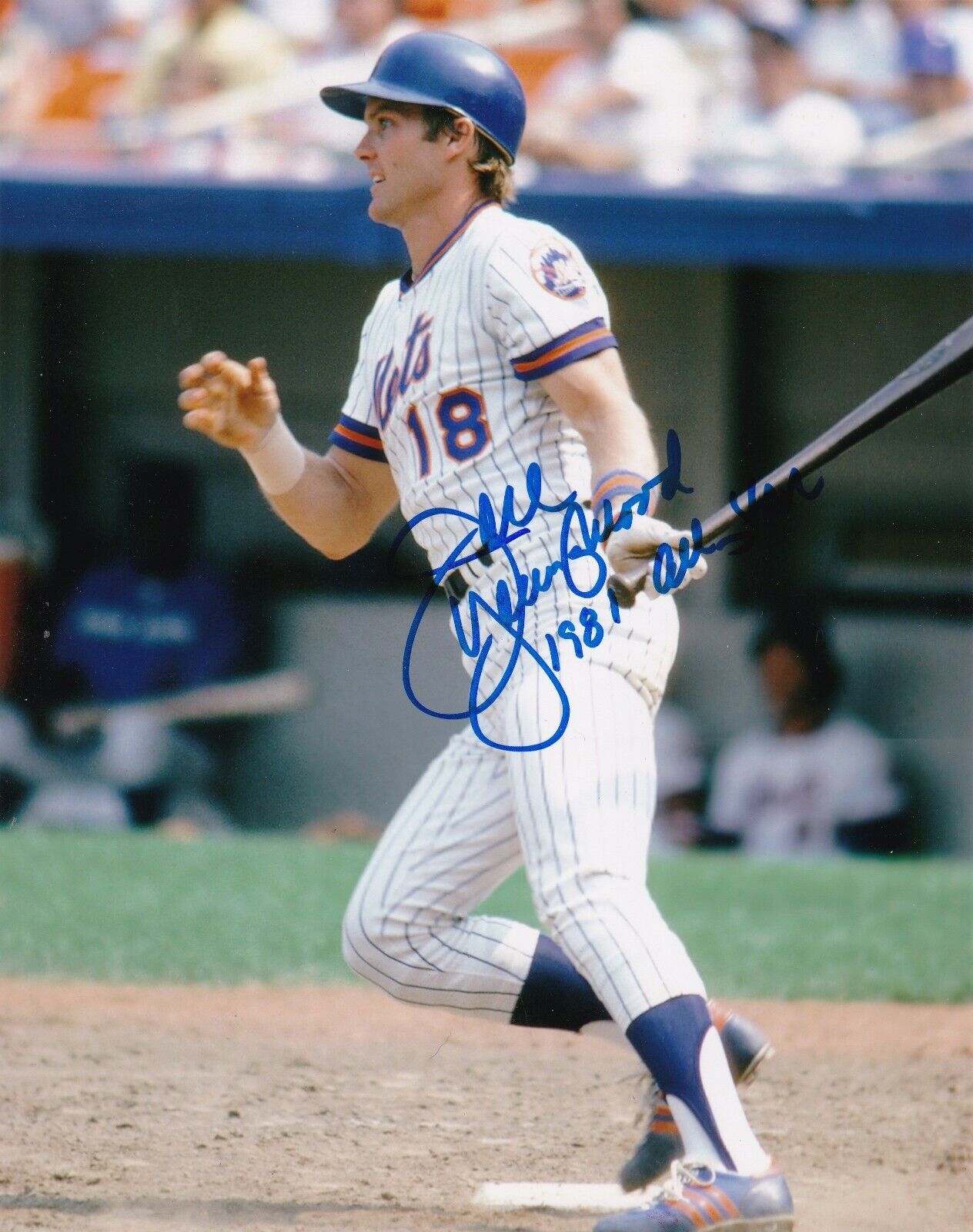 JOEL YOUNGBLOOD NEW YORK METS 1981 ALL STAR ACTION SIGNED 8x10