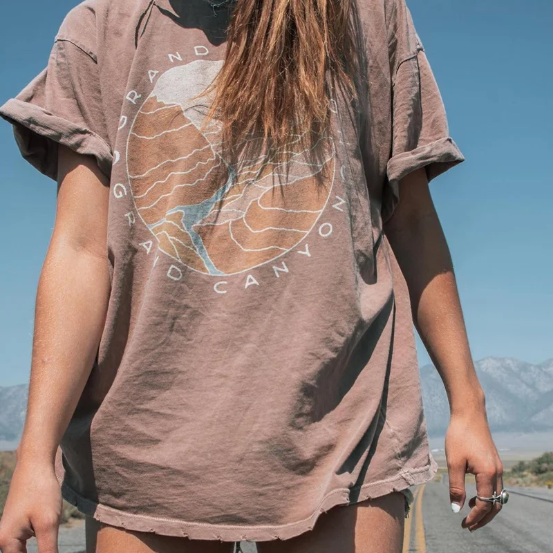 Women Grand Canyon Sun Vintage Boyfriend Tee