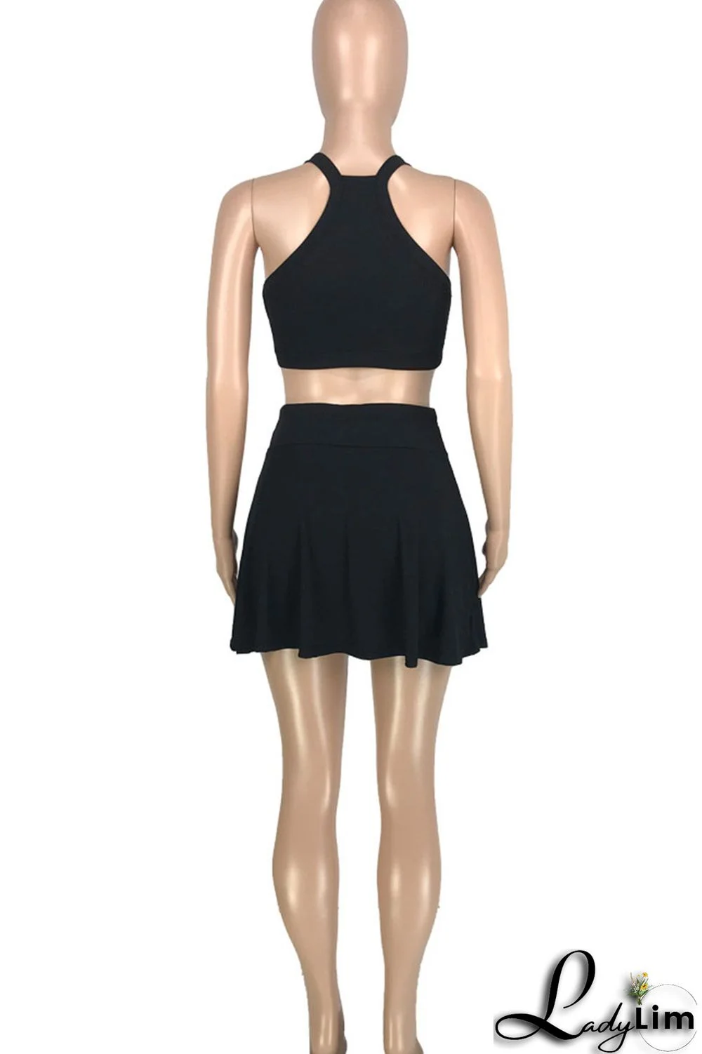 Red Casual Solid Split Joint U Neck Two Pieces