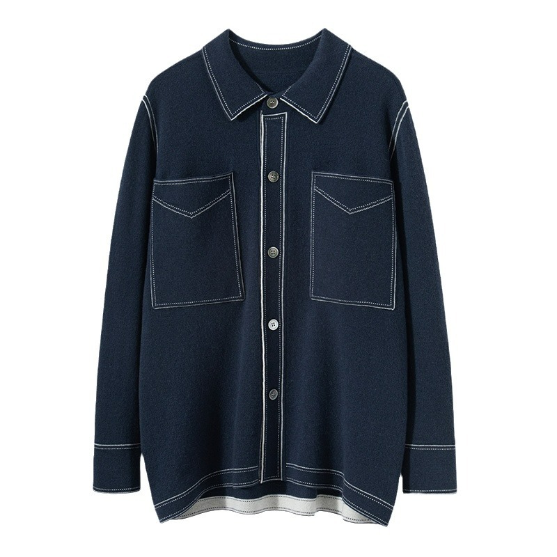 Denim style Pure Cashmere Cardigan For Men REAL SILK LIFE