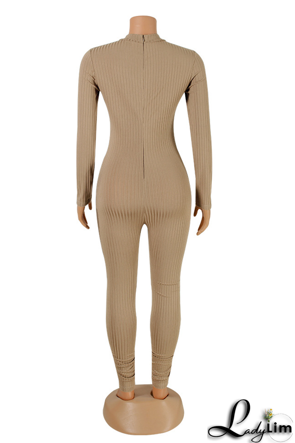 Blue Sexy Solid Split Joint Half A Turtleneck Skinny Jumpsuits