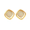Elegant Square Opal Copper Gold Plated Earrings 
