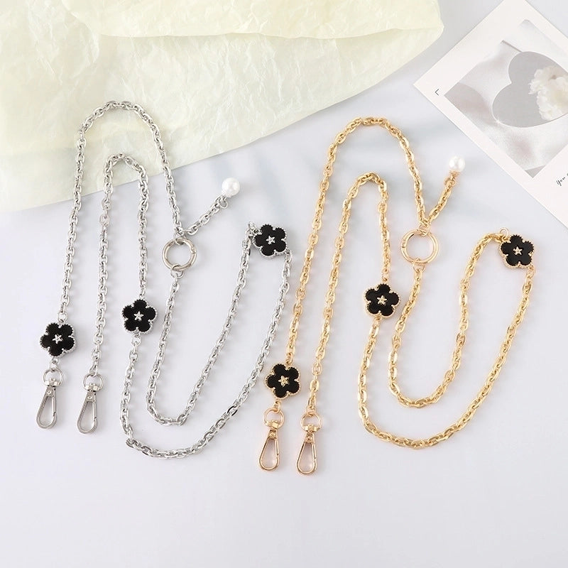 IG Style Sweet Minimalist Flower Metal Inlay Pearl Shell Mobile Phone Lanyard