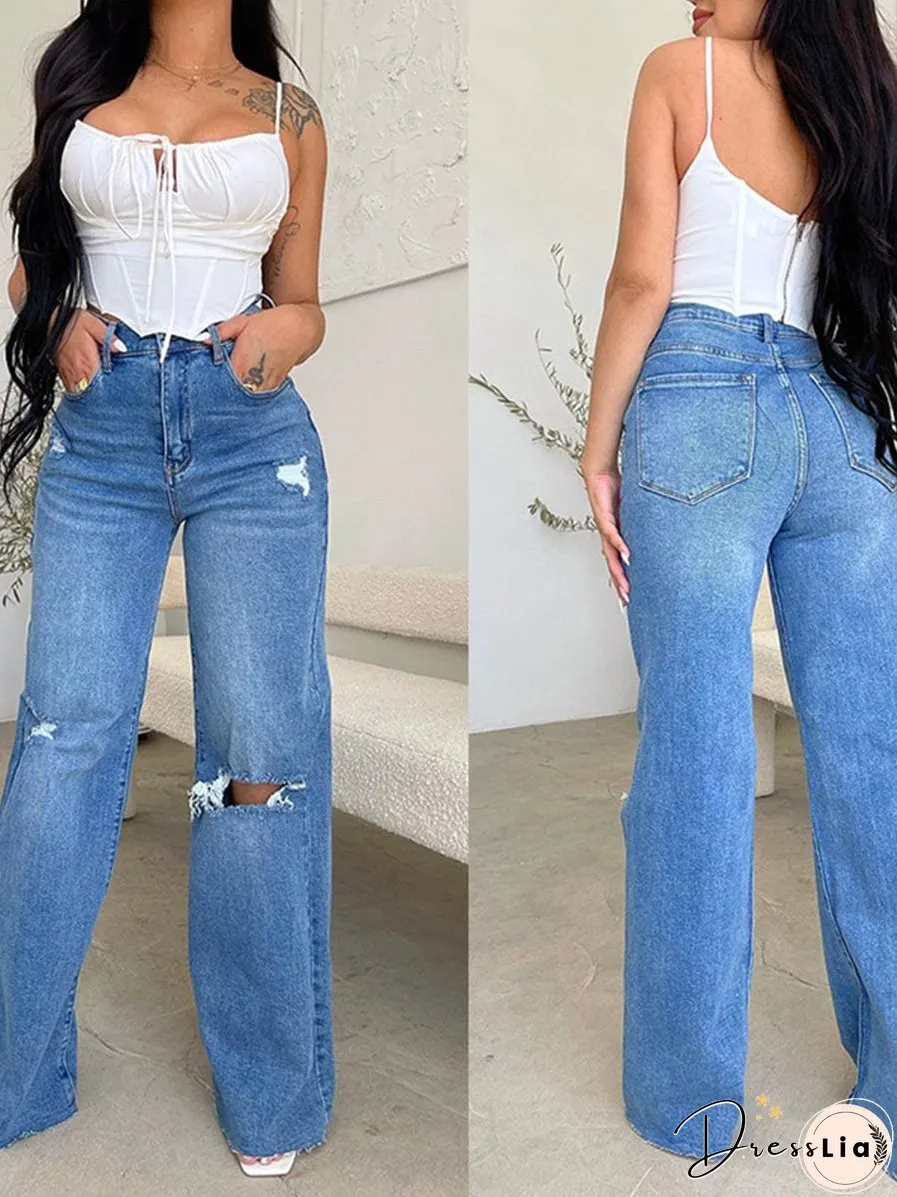 Distressed Denim Trousers