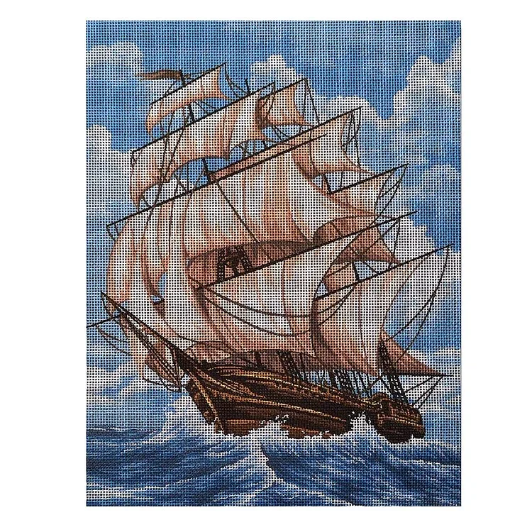 Sailboat - 11CT 3 Strands Threads Printed Cross Stitch Kit - 23x 30 cm(Canvas)