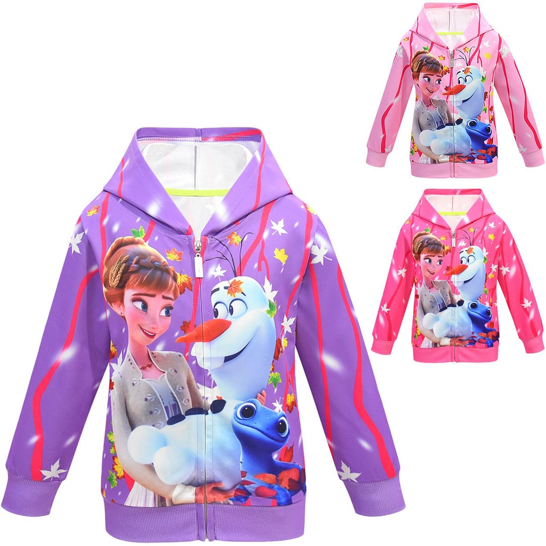 Girls Coats Outerwear Frozen 2 Girls Jacket Snow Queen Elsa Anna Jackets Hooded For Kids-Pajamasbuy
