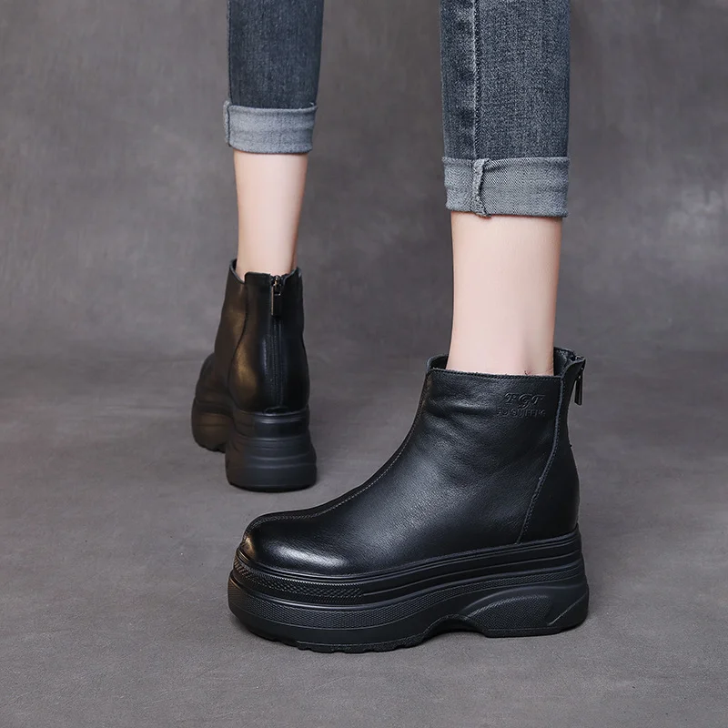 Yyvonne The Number Of Children In Thin Boots In Autumn And Winter Krainian Pine Cake Bottoms Leather Short Leather Short Boots Fashion Boots High And Super High Heels