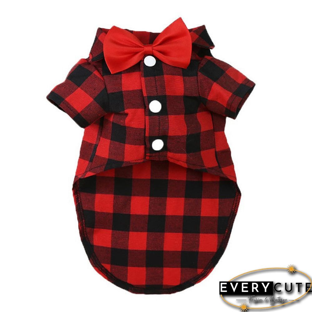 3 Colors Dog Plaid Shirt with Bow Tie Pet Clothes for Puppy Cat Western Collar Shirts Birthday Party Holiday Wedding Costume Outfit