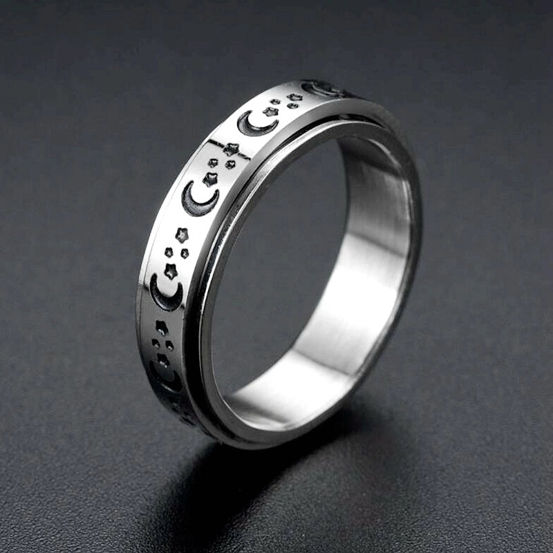 Fashion Titanium Steel Rotatable Letter Couple Rings Jewelry