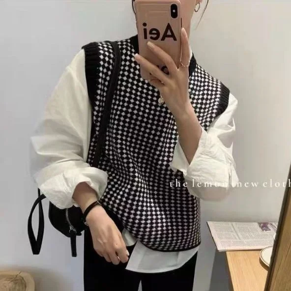 Uveng Uveng And Autumn 2024 New Chiffon Sleeve Temperament Splicing Knitted Sweater Loose Sexy Lanky Sleeve Top Woman