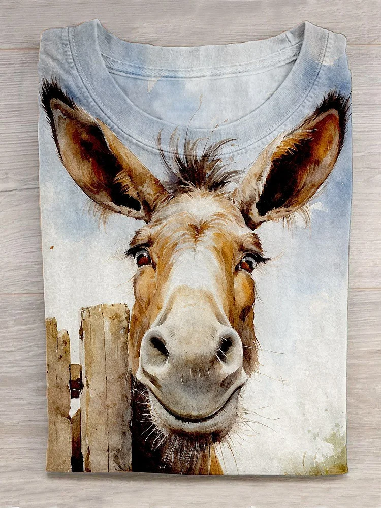 Funny Retro Donkey Art Print Design T-shirt