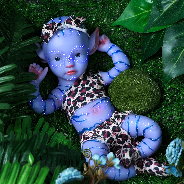 Babeside Landes Awake 12'' Full Silicone Reborn Baby Doll Blue Skin Girl In Fantasy world