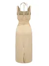Irregular Clipping Bodycon Condole Belt Midi Dress