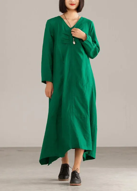 Elegant linen clothes stylish Linen Solid Loose A-Line Irregular Hem Casual Dress