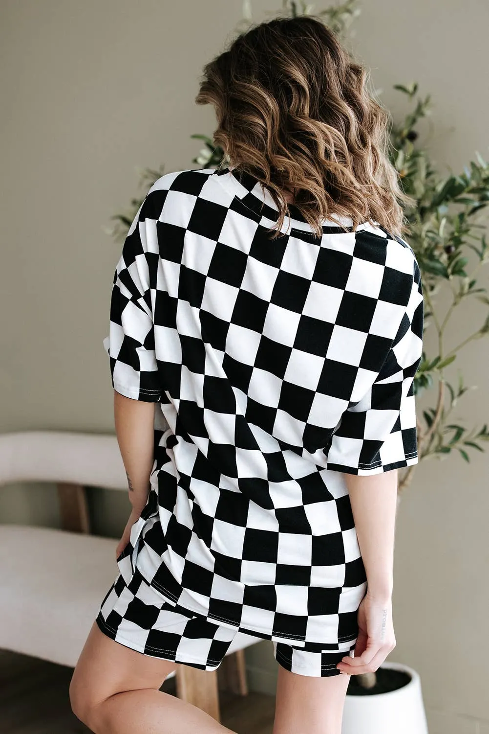 Checker Tee and Shorts Lounge Set