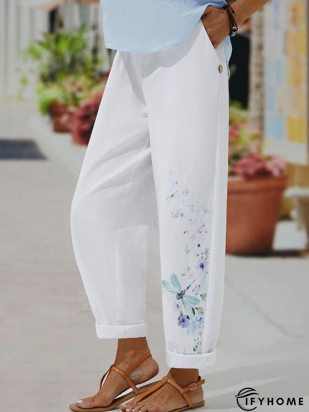 Cotton Linen Casual Summer Beach Floral Pants | IFYHOME