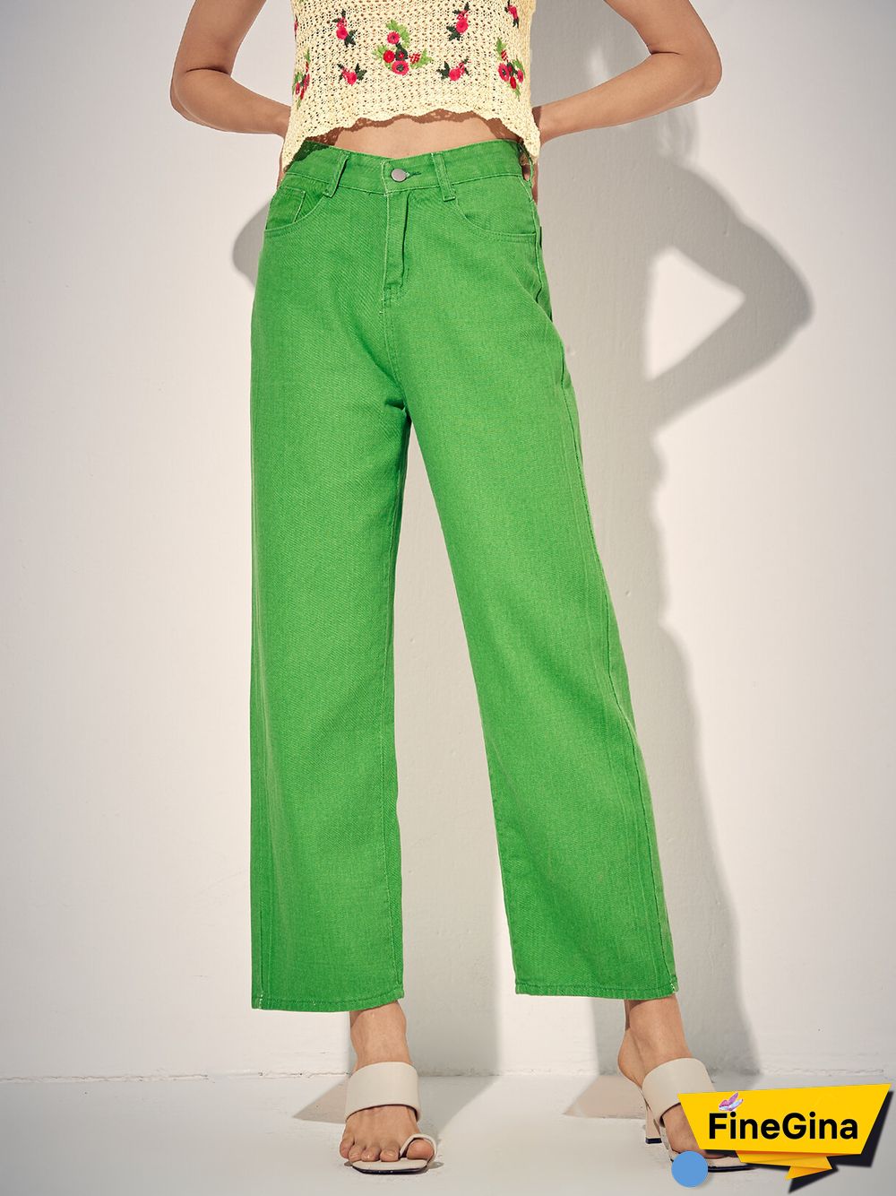 Women Solid Pocket Casual Straight Leg Denim Jeans