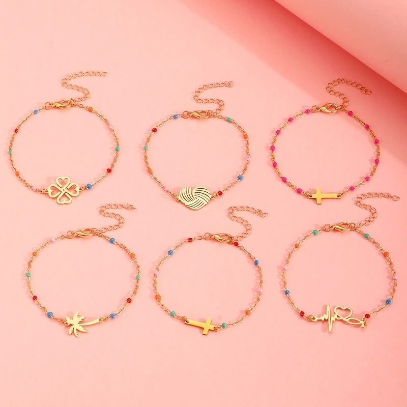 Casual Minimalist Streetwear Cross Heart Shape 304 Stainless Steel Bracelets In Bulk