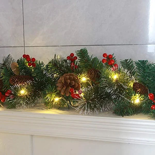 LED Pine Cones Christmas Garland Winter Garland