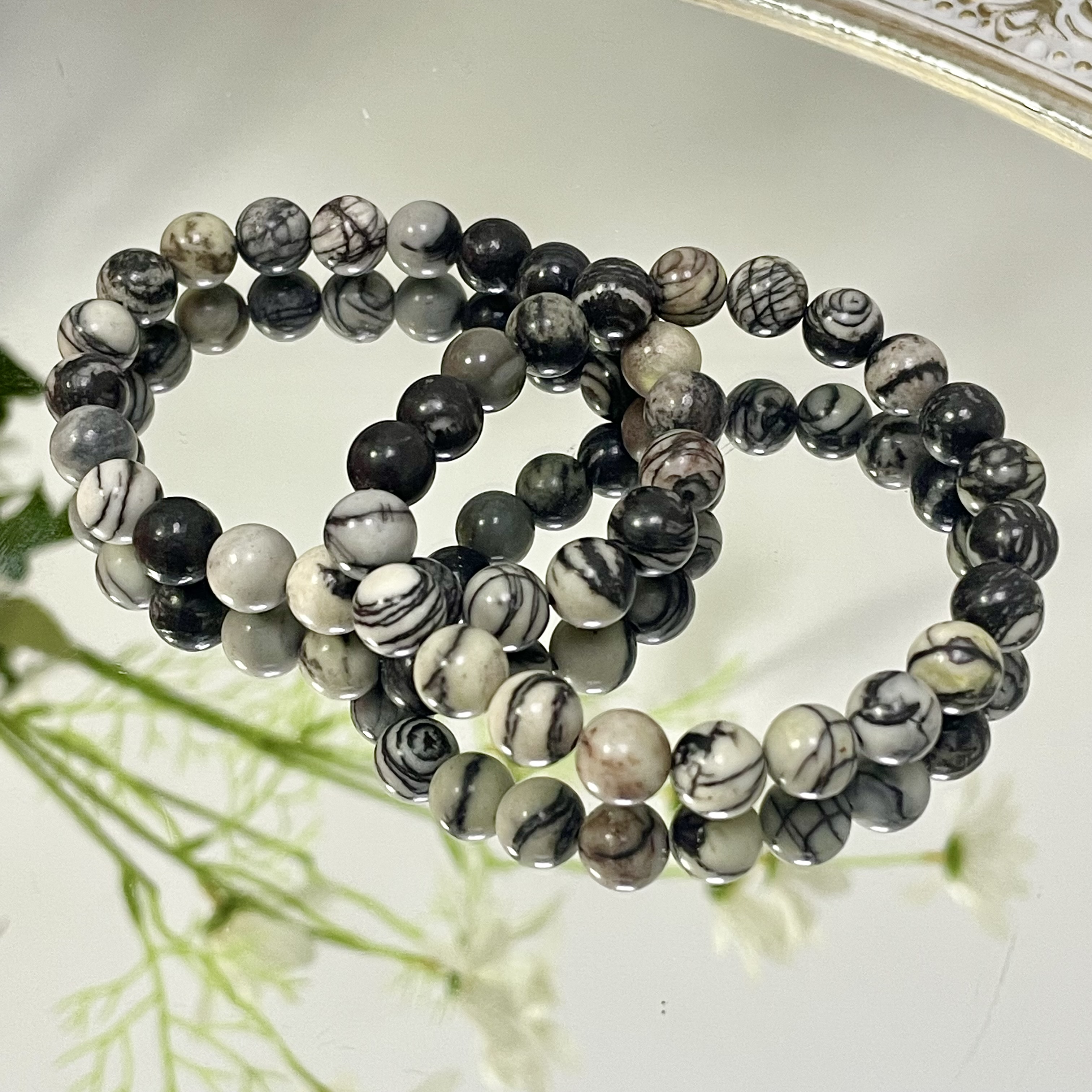 Black Net Jasper Bracelet 8mm