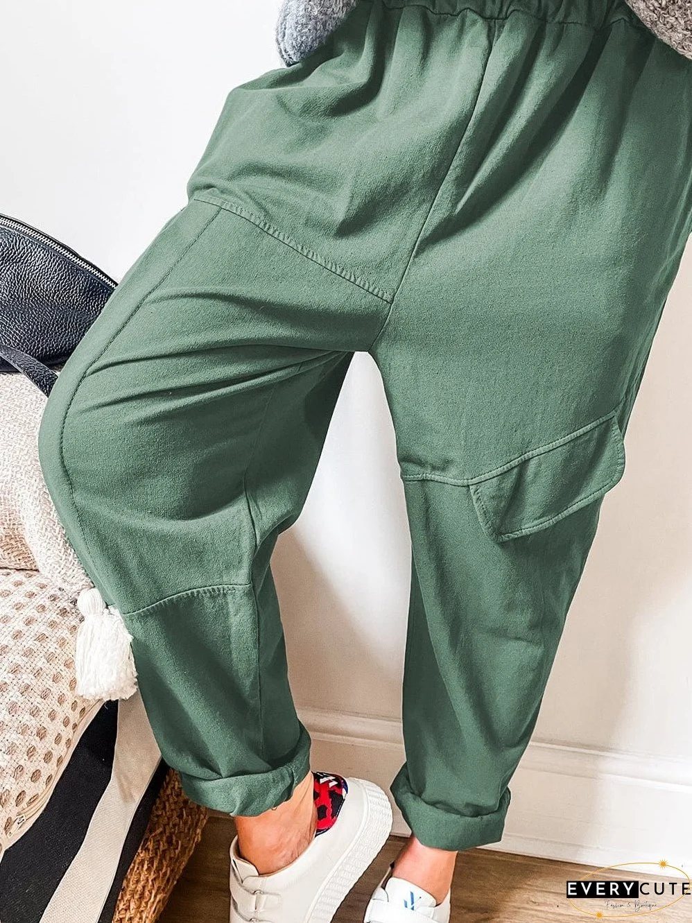 Misty Green Cargo Jogger Pants