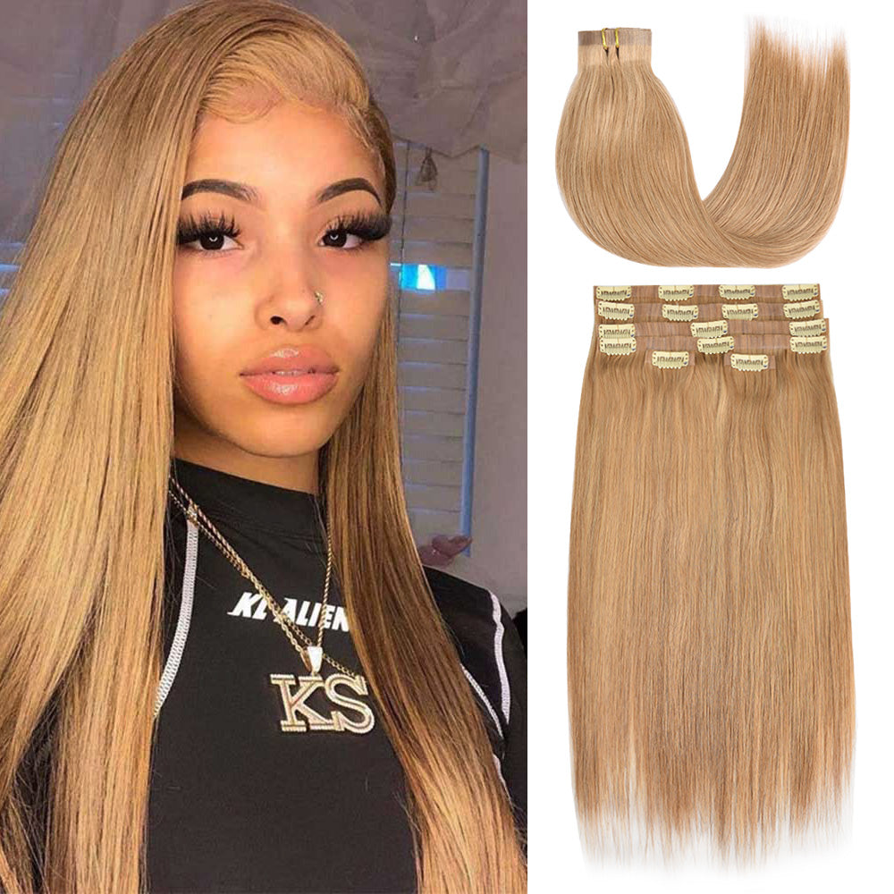 #18 Straight | Clip in Hair | 6Pcs 100g | PU Seamless Clip ins | Extensions Real Human Hair | boruihair