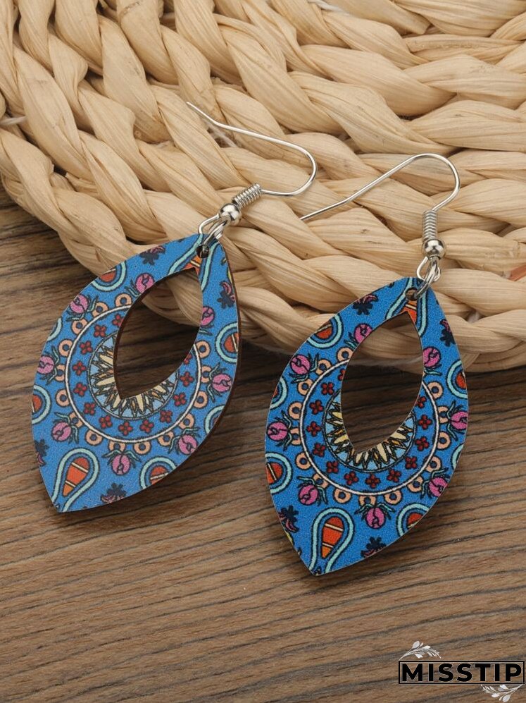 Flower Print Drop Earrings
