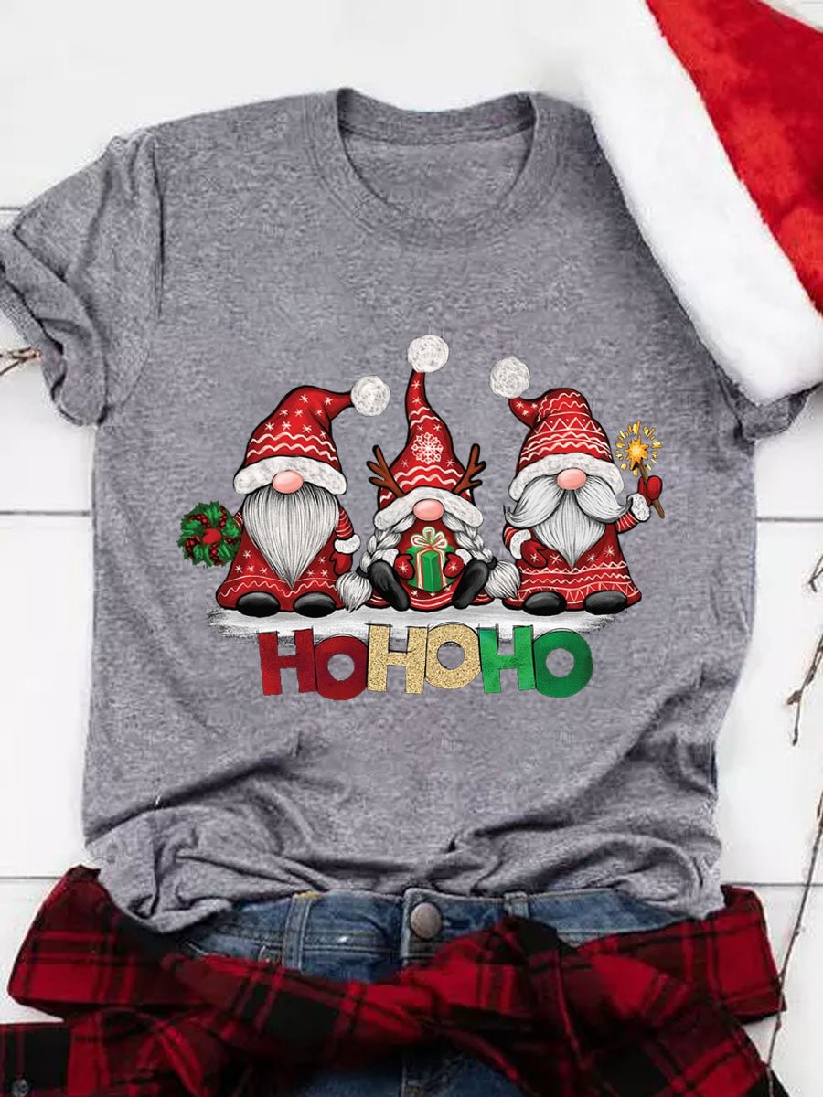 Ho Ho Ho Christmas Gnomes Print Tee