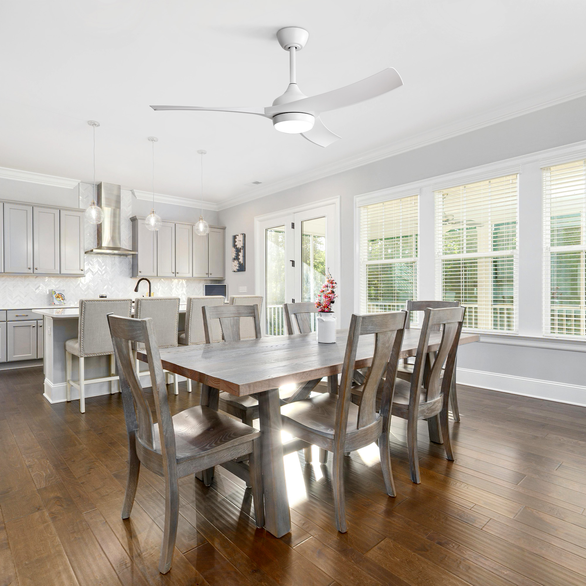 52 in. LED Ceiling Fan with Light 6-Speed Remote Control, 3-Color Dimming & Reversible DC Motor, Suitable for All Seasons, White