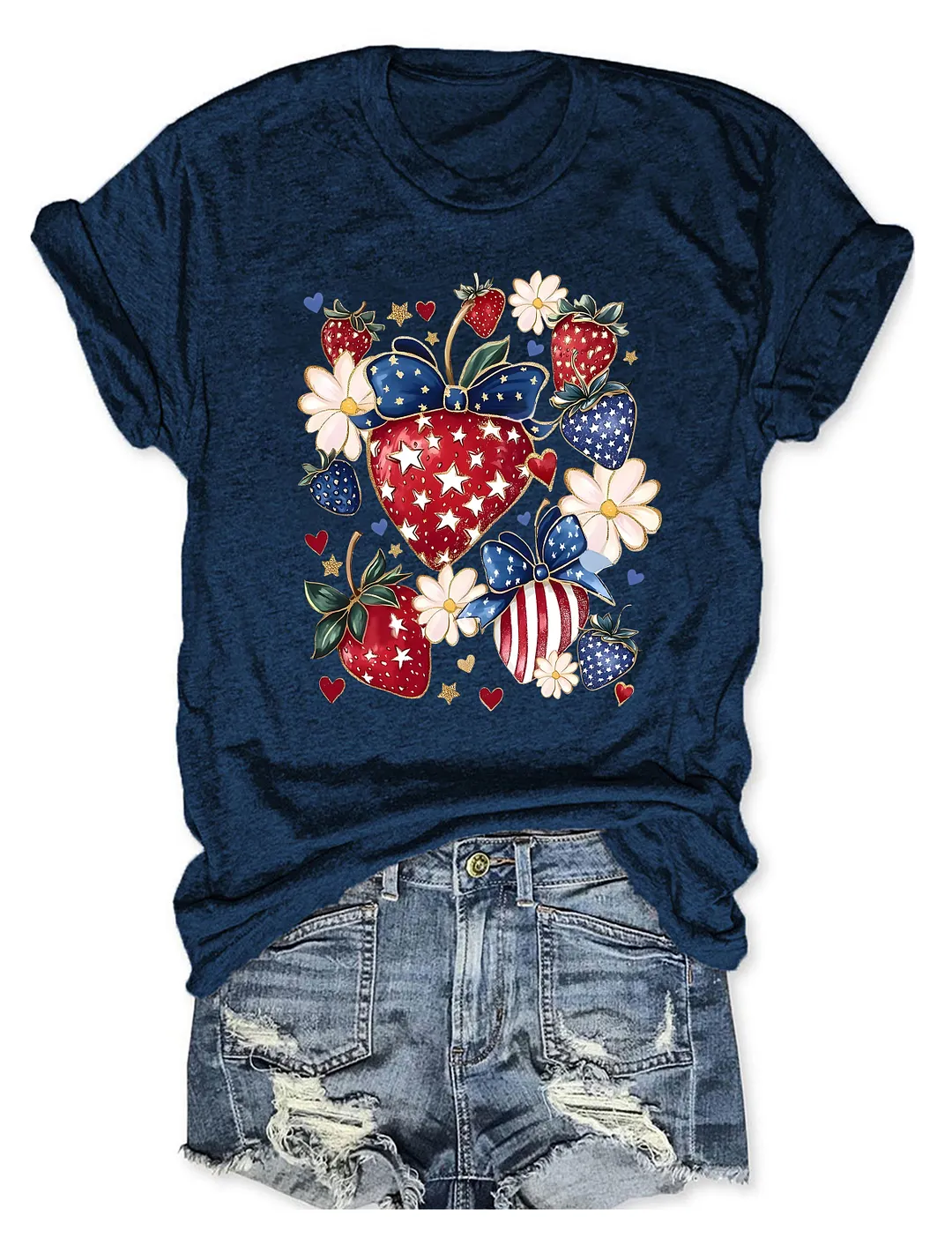 Boho 4th Of July Strawberry T-shirt