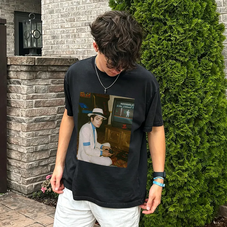 Michael Jackson Moonwalk Video Game Printed Men's T-shirt