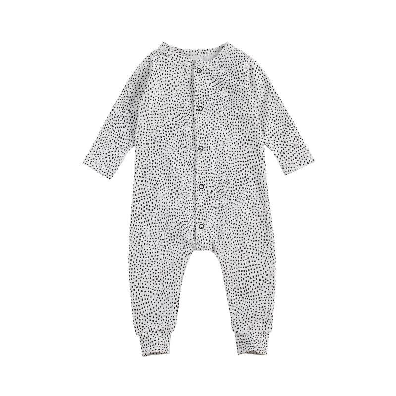 Infant Kids Baby One-piece Printed Romper, Long Sleeve Front Single Breasted Jumpsuit for All Year Round