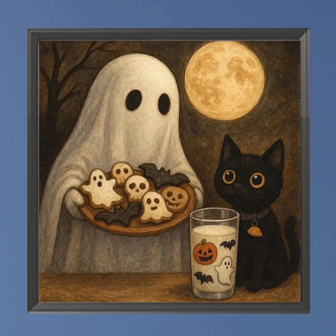 Halloween Ghost and Cat 5D DIY Full Square Drill Diamond Painting Kits for Adults Beginners Home Decor Diamonds Paintings Gem Art 35x35cm