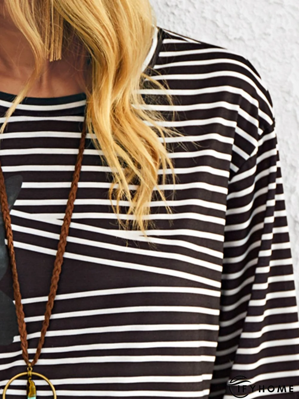 Stripes Casual Long Sleeve Tunic Top | IFYHOME