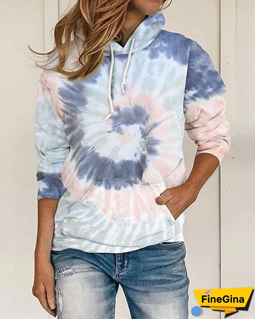 Women Daily Tie Dye Long Sleeve Hoodies