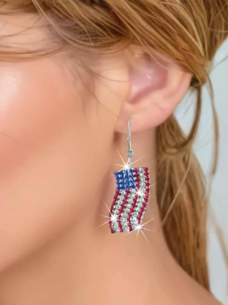 American Flag Elements Independence Day Festival Earrings