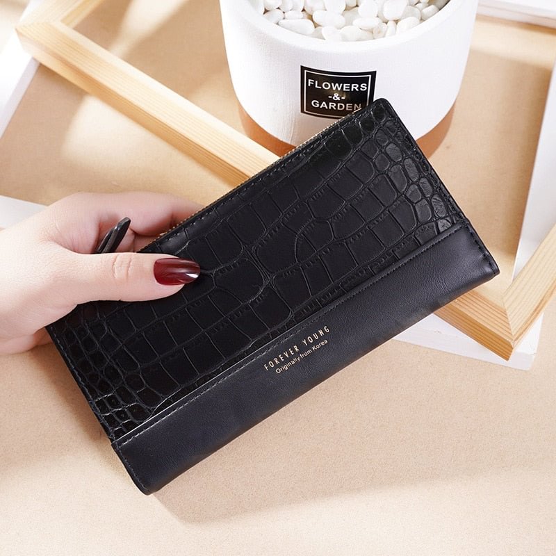 2022 Korean Version Of The New Women's Wallet, Long Fashion Crocodile Pattern Clutch, Color Matching Multi-card Slot Thin Wallet