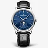 Jaeger-LeCoultre Master Ultra Thin Moon 1368480 Blue Dial on Black Leather Strap Super Clone