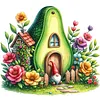 Gnome Hut-Partial 11CT Stamped Cross Stitch Bead Embroidery 36*36cm/14.17*14.17in tapestrymarket