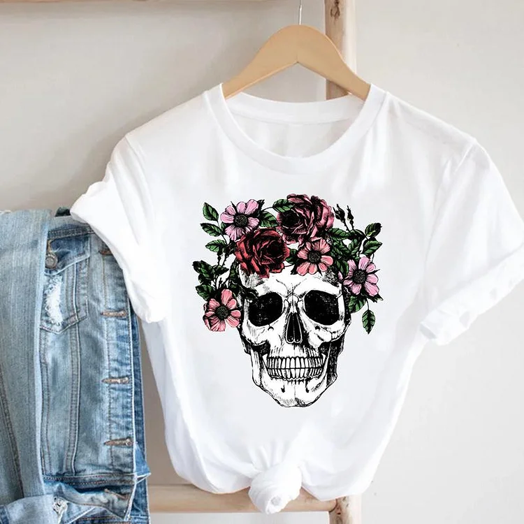 Fashion Casual Leopard Style 90s Cute Sweet Summer Women Clothing Short Sleeve Graphic Tee Female Top Clothes Tshirt T-shirt
