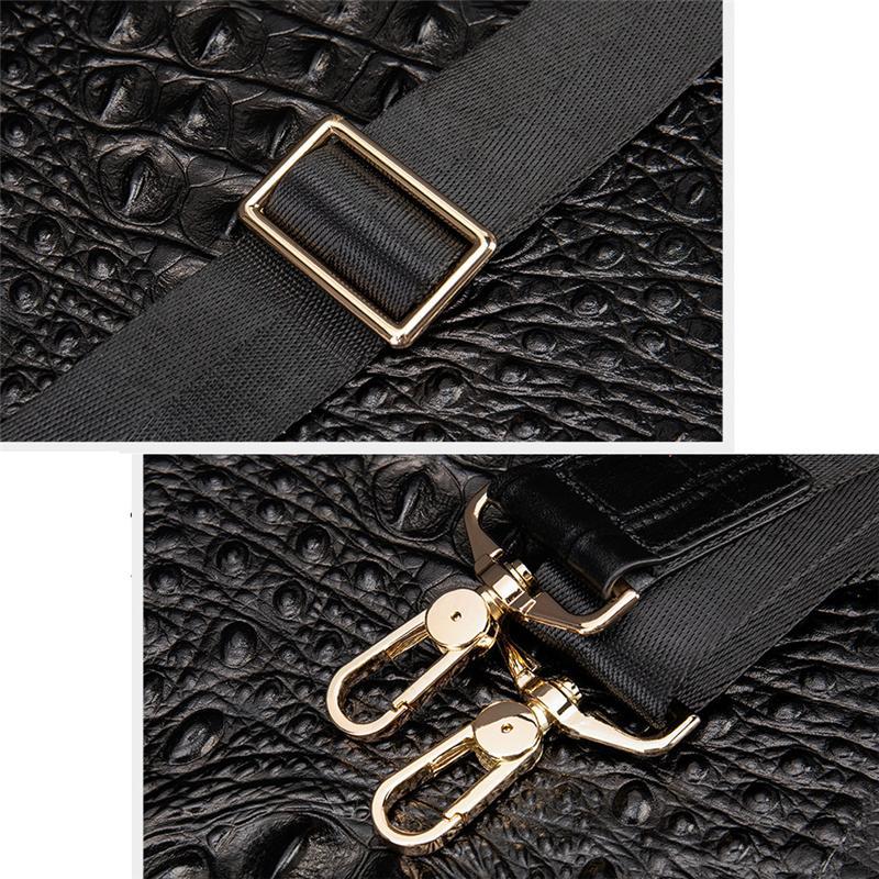 Vintage Genuine Leather Crocodile-Textured Style Top-Handled Business Bag