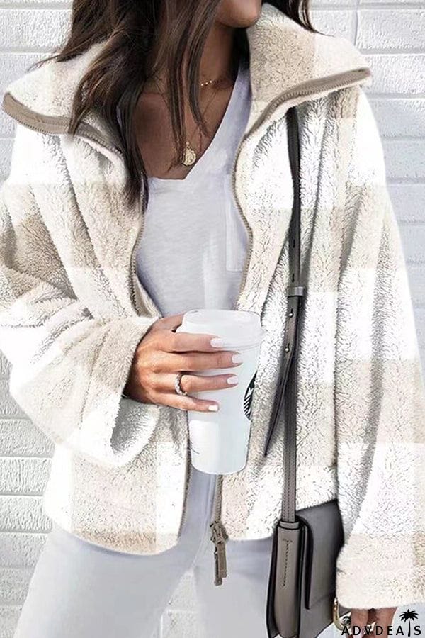 double-sided plush plaid coat