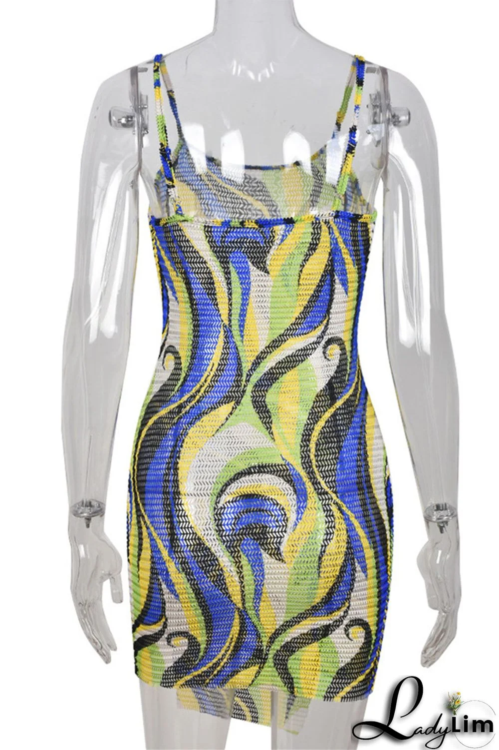 Red Fashion Sexy Print Patchwork Backless Spaghetti Strap Sleeveless Dress Dresses