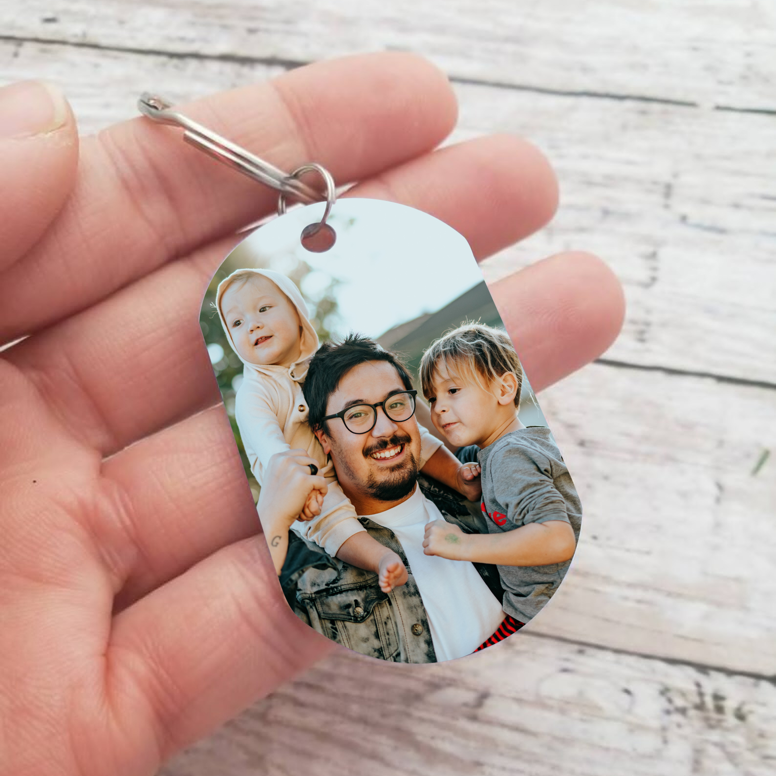 3 Names - Personalised Dad Keychain Custom Name & Photo Keychain Father's Day Gifts-Jessemade AU