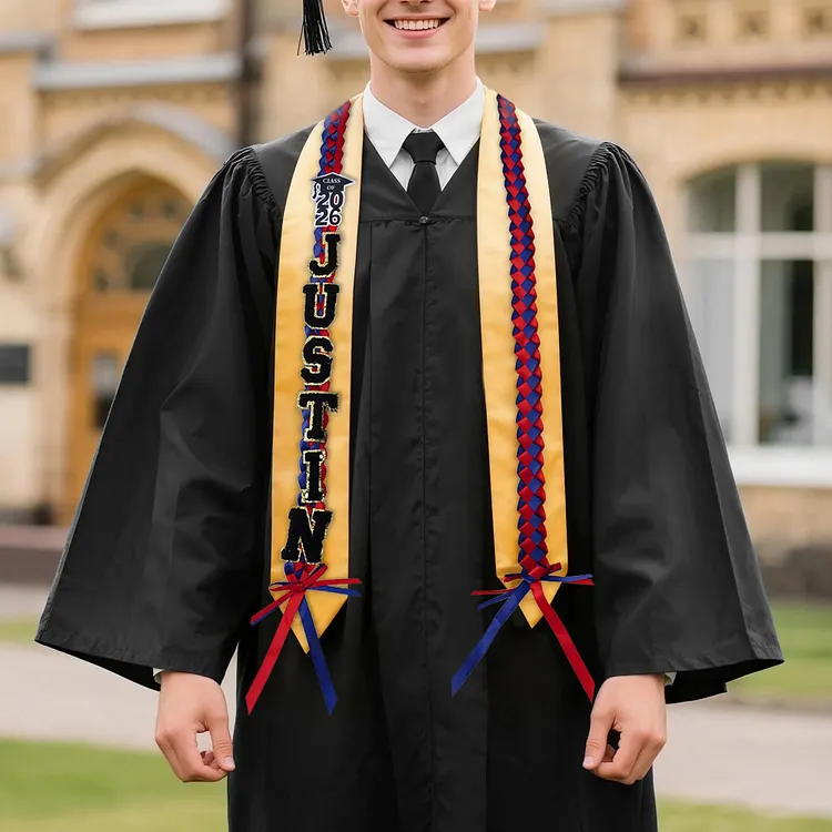 Personalized Multicolor Graduation Hat Two-Colored Braided Ribbon Lei with Name and Year Party Decor Graduation End of School Gift for Graduates