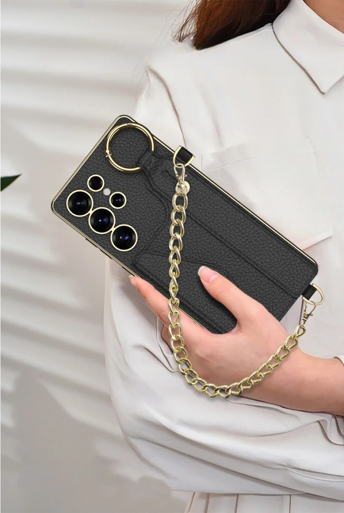 Samsung S25Ultra card holder wrist strap crossbody phone case