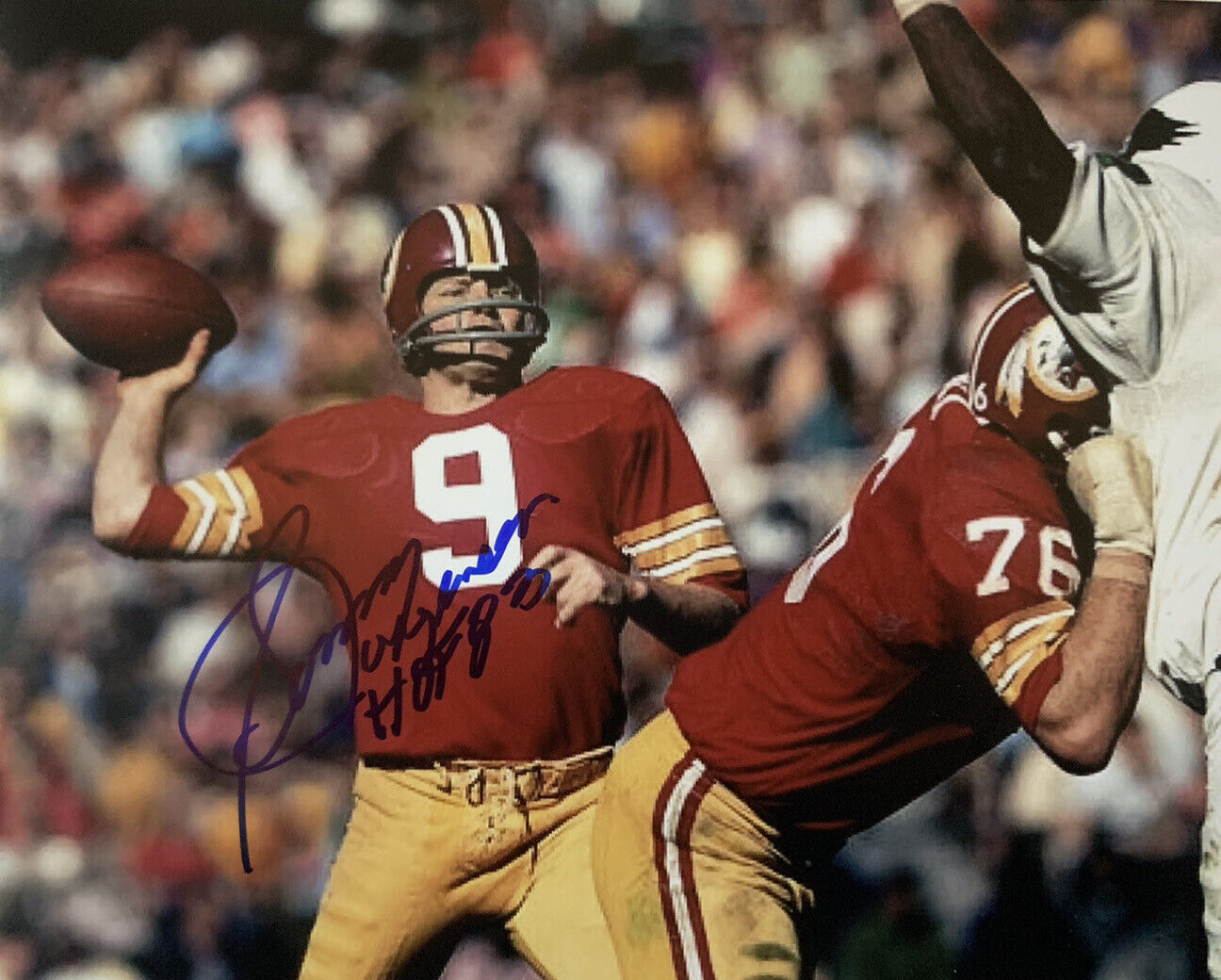 SONNY JURGENSEN SIGNED 8x10 Photo Poster painting WASHINGTON REDSKINS HALL OF FAME COA